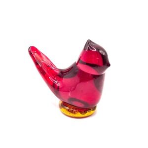 Titan Art Glass "Cardinal of Love"  Red Bird Vintage 1989 Signed W WARD Figurine